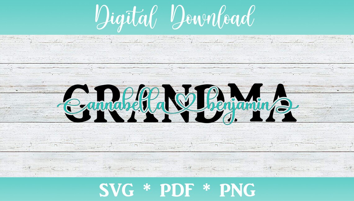 Custom SVG Monogram Grandma with kids names Mother's Day  Etsy