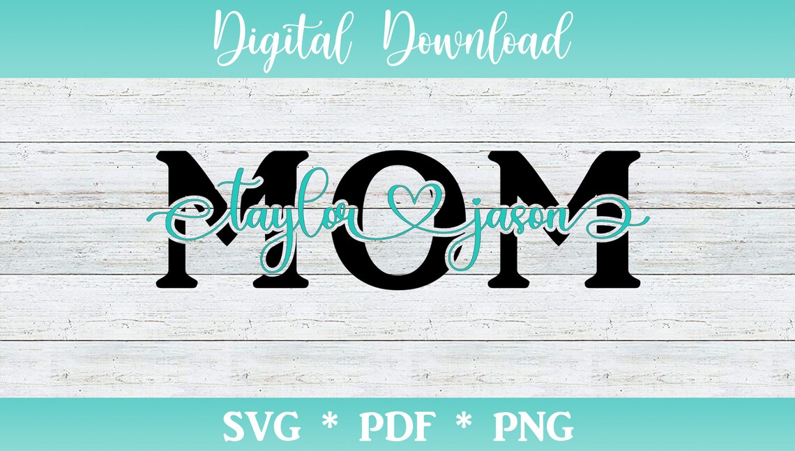 Custom SVG Monogram Mom with kids names Mother&rsquo;s Day | Etsy