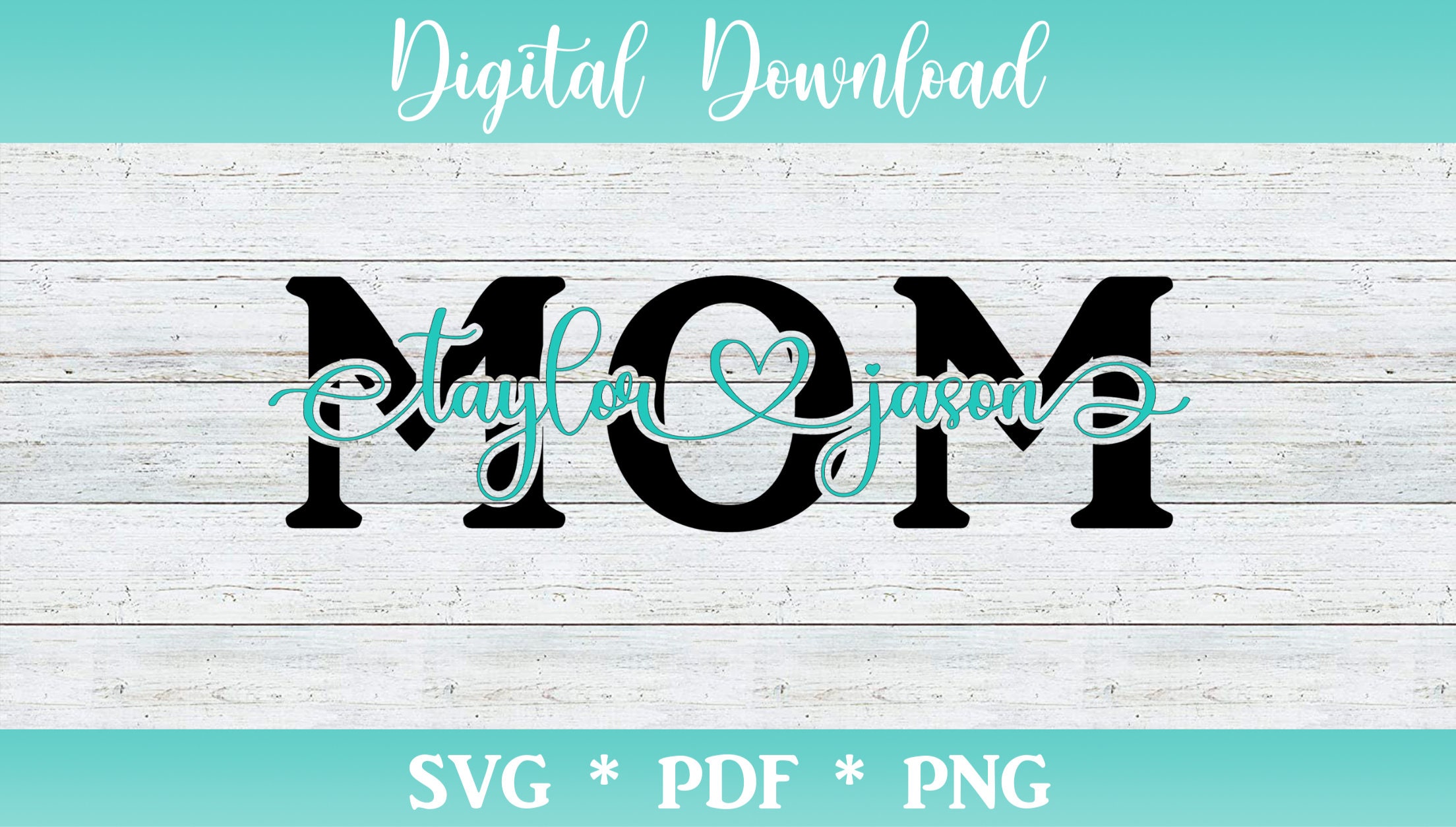 Custom SVG Monogram Mom with kids names Mother's Day Etsy