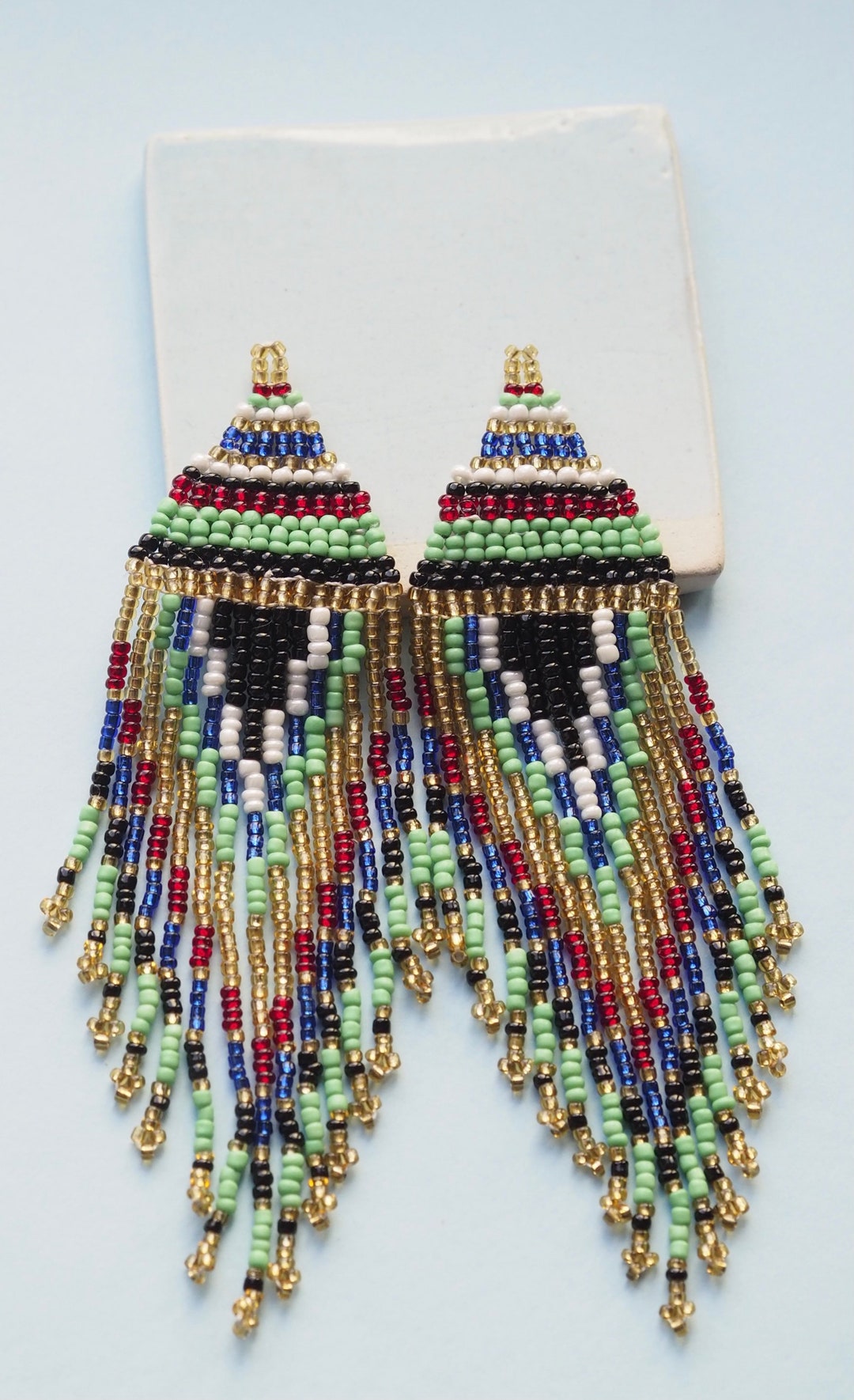 Indian Style Beaded Earrings, Colorful Ethnic Earrings Etsy