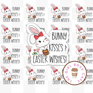Stickers lapin de Pâques, bisous et voeux de Pâques, Stickers Joyeuses Pâques, Stickers en gros