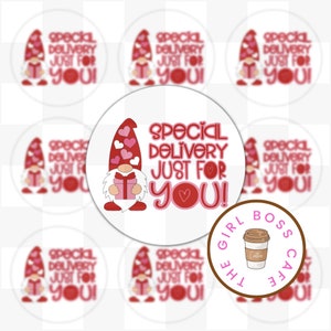Autocollants d'emballage de gnome pour la Saint-Valentin | Stickers livraison spéciale | Stickers amusants mignons | Joyeuse Saint-Valentin | Autocollants en gros