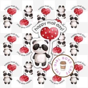 Panda Happy Mail, Stickers ours panda, Stickers Happy Mail, Stickers Mignons, Petite Entreprise, Grossistes Autocollants
