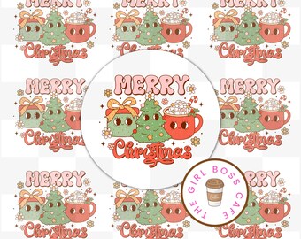 Merry Christmas Stickers, Christmas Retro Stickers, Cute Christmas Labels, 2 inch Stickers, Small Business Stickers, Wholesale Stickers