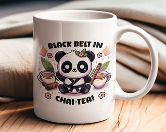 Funny Black Belt in Chai-Tea Mug, Birthday Gift, Chai Tea Lover Gift, Unique Comical Gift, Humorous Gift, Christmas Gift