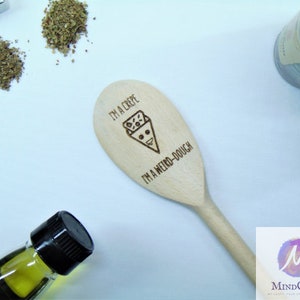 Funny Engraved Wooden Spoon Cooking Utensil Gift for Chefs Bakers Radiohead 'I'm a Crepe, I'm a Weird-Dough' image 3