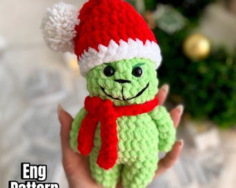 Crochet pattern "Green Monster", Christmas crochet pattern, Pattern in English, Pattern no sew
