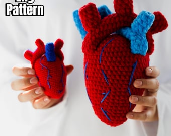 Crochet pattern Anatomical heart, Pattern in English, Amigurumi Anatomical heart