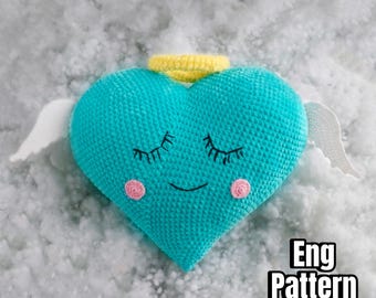 CROCHET HEART PILLOW pattern / Big plush heart amigurumi / Crochet pillow heart for décor