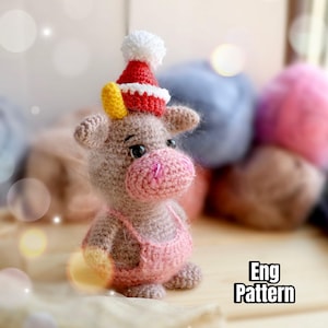 Crochet English PATTERN BULL COW/ Bull Amigurumi Pdf pattern/ Crochet Christmas bull