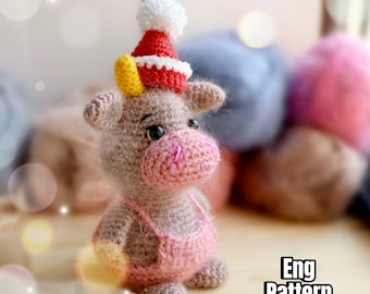 Crochet English PATTERN BULL COW/ Bull Amigurumi Pdf pattern/ Crochet Christmas bull