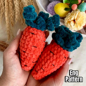 Crochet carrot pattern. Easter crochet decor. Pattern in English.