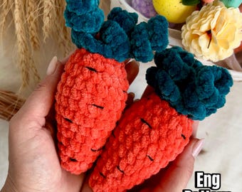 Crochet carrot pattern. Easter crochet decor. Pattern in English.