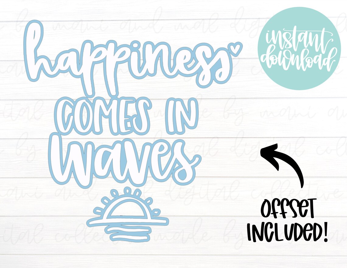 Beach SVG Happiness Comes in Waves Summer Svg SVG Cut | Etsy