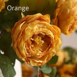 Puede incluir: Primer plano de una sola rosa naranja con un aspecto ligeramente seco y texturizado. La rosa est&aacute; enfocada, mientras que el fondo est&aacute; desenfocado.