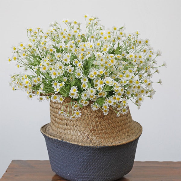 Artificial Chamomile Stem with Foliage Fake Little Chrysanthemum Small Daisy Rustic Wild Flower Wedding Decoration Home Floral Material Pick