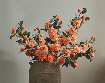 Fleur de camélia artificielle avec longue tige, camélia rustique, décoration florale pour la maison, pièce maîtresse d'arrangement de fête de mariage, pour guirlande de bouquet