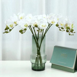 Real Touch Phalaenopsis Stem and Bud 21.65&quot; Fake Butterfly Flower Home Decor Wedding Party Artificial Floral Arrangement Material to Outdoor