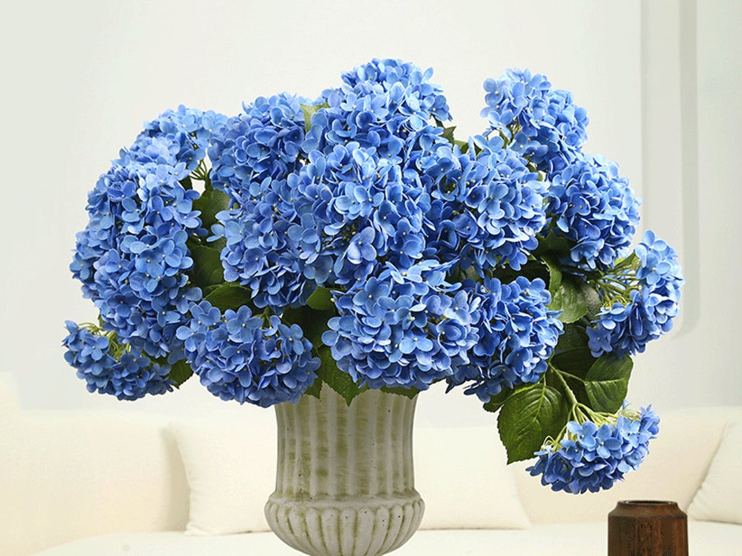 Real Touch Hydrangea Stem With Foliage, Artificial Flower Craft, Bridal