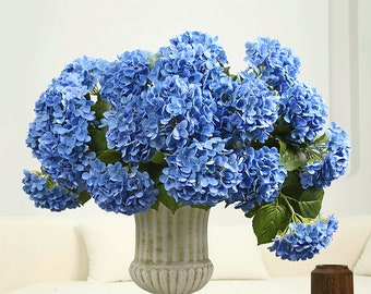 Tige d'hortensia Real Touch avec feuillage, artisanat de fleurs artificielles, matériel de bouquet de mariée, décoration florale pour la maison, pièce maîtresse de la fête de mariage