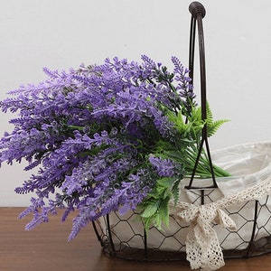 Lavender with Foliage, Artificial Flower Craft, Fake Rustic Wildflower, Home Floral Decor, Bridal Bouquet Filler, Wedding Party Arrangement