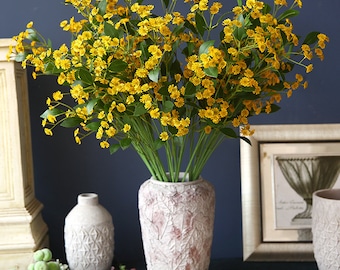 Artificial Chamomile Long Stem with Foliage, Small Daisy Spray, Rustic Flower Decor, Wedding Party Floral Gift, Home Arrangement Centerpiece