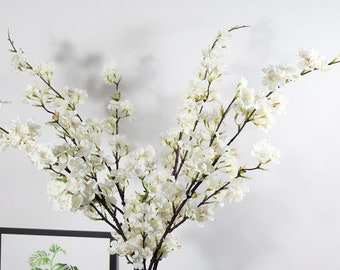 Artificial Cherry Blossom Arrangement Fake Peach Flower Decoration Long Branch Fake Floral Living Room Floor Vase Bloom DIY Photography Prop