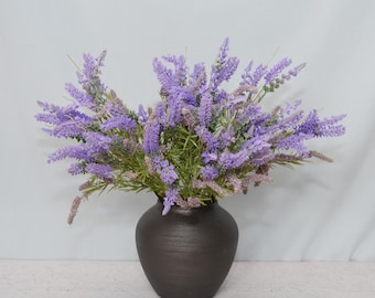Artifical Lavender Flower Stems Faux Purple Blooms Rustic Farmhouse Bouquet Wedding Centerpiece Floral Arrangement Vase Decor