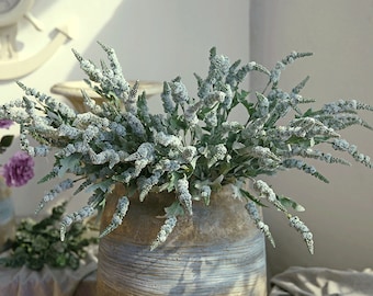 Artificial Sage Stem with Foliage, Faux Salvia Officinalis, Fake Rustic Lavender, Home Wild Flower Decoration, Garden Grass Arrangement Pick