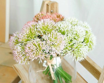 Ramo de flores de cebolla artificial, paquete de diente de león artificial, decoración floral para el hogar, arreglo de boda, centro de mesa de fiesta, planta de interior