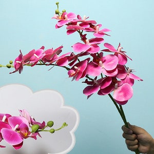Artificial PU Phalaenopsis Stem Real Touch Orchid Decoration Fake Long Branch Flower Wedding Party Floral Arrangement Material Shooting Prop