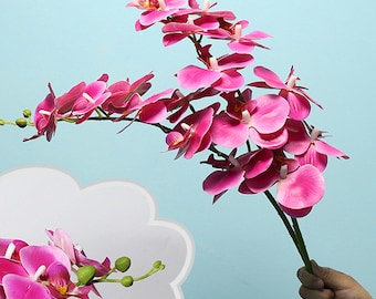 Artificial PU Phalaenopsis Stem Real Touch Orchid Decoration Fake Long Branch Flower Wedding Party Floral Arrangement Material Shooting Prop