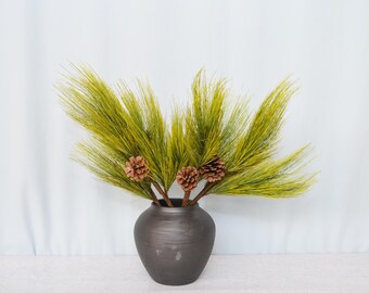 Artificial Pine Branches with Pinecones, Faux Sprigs for Christmas Winter Rustic Farmhouse Decor Floral Arrangement
