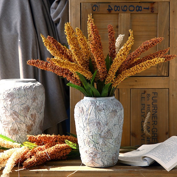 Piccolo bouquet di grano artificiale, fascio di sorgo rustico