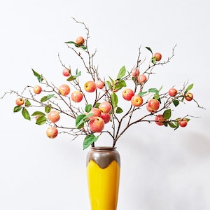 Apple Branch with Leaves, Rustic Fall Fruit, Artificial Flower, Home Floral Decor, Wedding Party Arrangement Centerpiece, for Bouquet Wreath