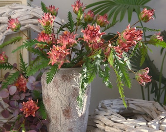 Tige de fleur de protée artificielle avec feuillage, ornement de faux fruit du dragon, décor de plante tropicale maison, floral de mariage rustique, arrangement de jardin