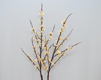Rama artificial de Forsythia Suspensa, tallo de flor de primavera artificial, decoración para jarrones de estilo rústico, arreglo floral para bodas, acento floral para el hogar.