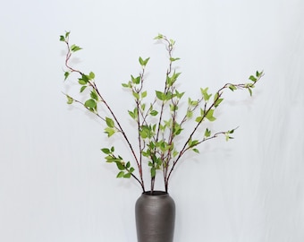 Ramas artificiales de abedul primaveral, tallo de ramita verde artificial, follaje alto de bosque para jarrón, decoración floral de boda estilo granja.