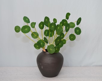 Artificial Pilea Peperomioides Stem, Faux Chinese Money Plant, Realistic Coin Plant for Home Decor, Table Centerpieces, Floral Arrangements