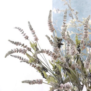 Spray artificiel à la lavande avec feuille, fausse tige de fleur de sauge, décor rustique de fleurs sauvages, arrangement floral de fête de mariage, remplissage de bouquet de mariée