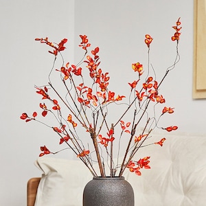 Rama muerta de otoño con hojas, rama frondosa de tacto real, ramita de planta rústica, flor artificial, decoración de vegetación del hogar, arreglo floral de boda