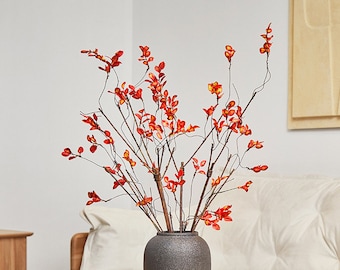 Fall Dead Branch with Leaves, Real Touch Leafy Branch, Rustic Plant Twig, Artificial Flower, Home Greenery Decor, Wedding Floral Arrangement