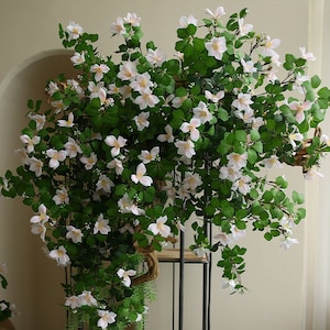 Mock Orange Flower Long Branch with Leaves, Fake Philadelphus Lewisii Twigs, Artificial Flower Crafts, Home Floral Decor, for Bridal Bouquet