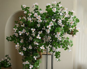Mock Orange Flower Long Branch with Leaves, Fake Philadelphus Lewisii Twigs, Artificial Flower Crafts, Home Floral Decor, for Bridal Bouquet