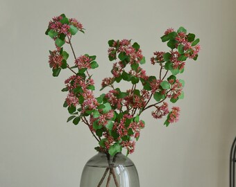 Tallo de capullo de flor de Viburnum Tinus, artesanías de bayas rústicas, flor artificial, decoración floral del hogar, pieza central de fiesta de boda, para ramo de novia