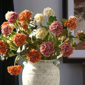 Artificial Snow Ball Stem, Quality Viburnum Flower with Foliage, Rustic Wildflower Decor, Vintage Home Floral Arrangement, Garden Sprig Pick
