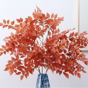 Artificial Campsis Grandiflora Foliage with Long Branch, Fake Fall Leaf Decor, Wedding Party Floral, Lounge Arrangement, Indoor Plant Craft