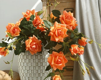 Rose Stem with Bud, Real Touch Petal, Artificial Flower Craft, for Wedding Bridal Bouquet, Home Floral Decor, Party Table Bloom Centerpiece