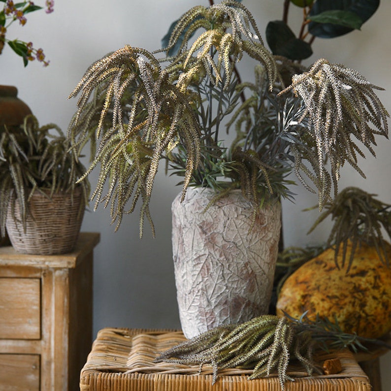 Artificial Foxtail Grass Stem with Leaf, Quality Setaria Viridis, Faux