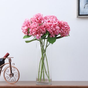 Real Touch Hydrangea Stem with Leaf, Artificial Flower and Foliage, Wedding Party Floral Decor, Lounge Plant Arrangement, Spray for Outdoor